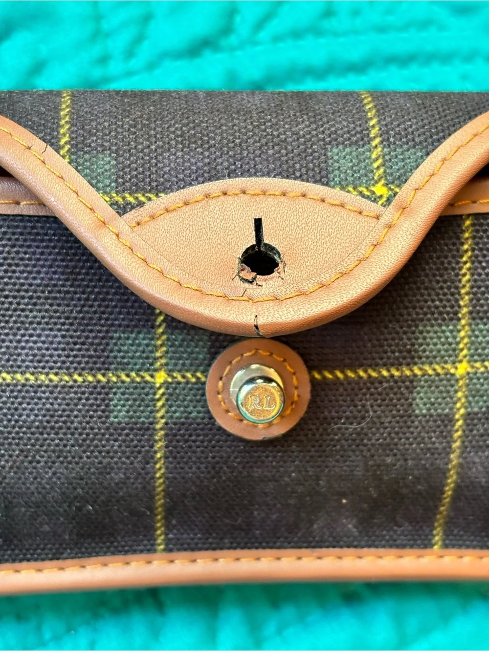 Vintage Polo Ralph Lauren Tartan Plaid Eyeglass Sunglasses Case RL Snap